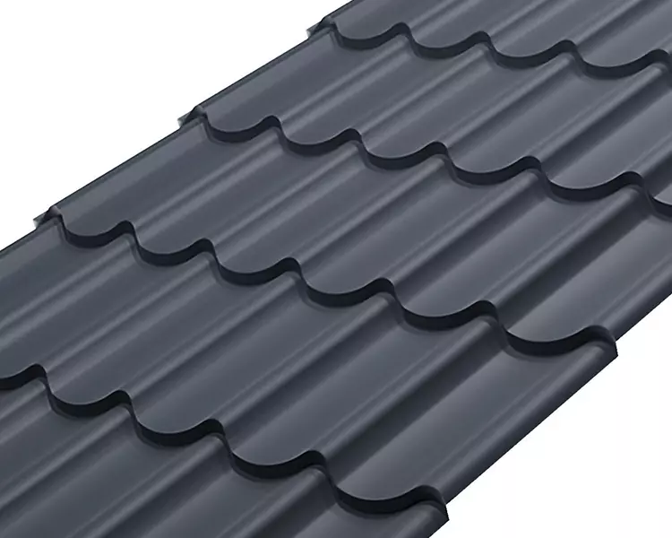 Металлочерепица СМ классик Rooftop Кашемир  – RAL 7024: серый графит