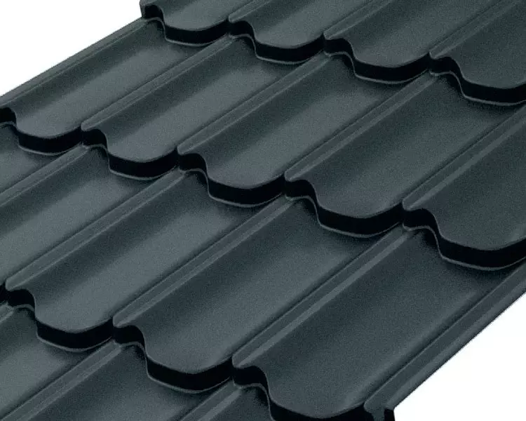 Металлочерепица Квинта Плюс (Kvinta plus) Rooftop Бархат – RAL 7016: серый антрацит