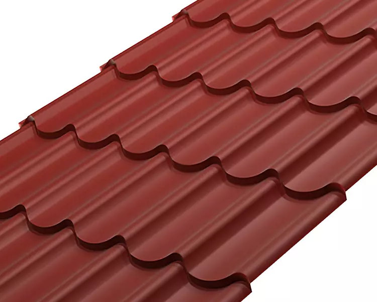 Металлочерепица СМ классик Rooftop Кашемир  – RAL 3005: винно-красный