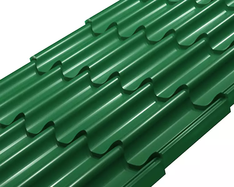 Металлочерепица Элит классик Rooftop Шёлк – RAL 6005: зеленый мох