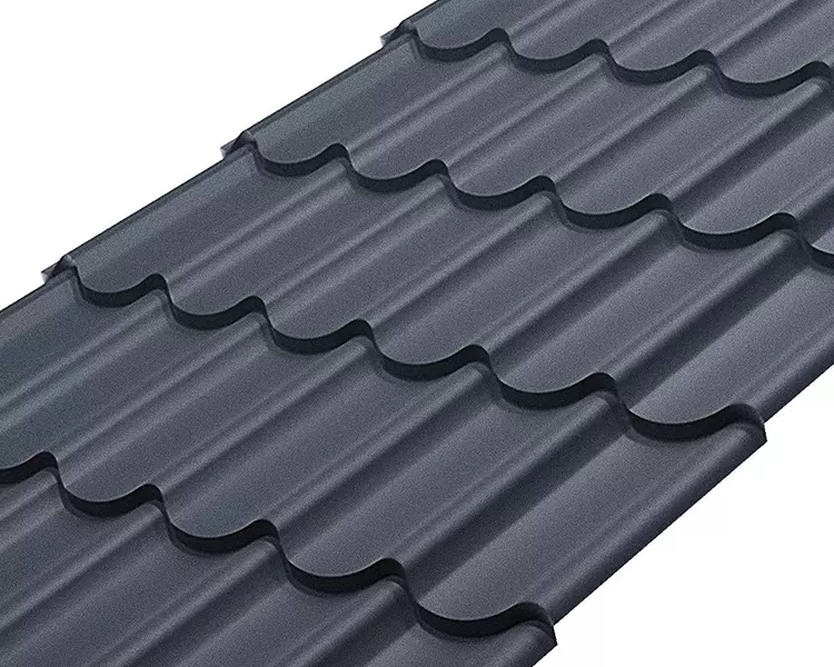 Металлочерепица СМ классик Rooftop Бархат – RAL 7024: серый графит