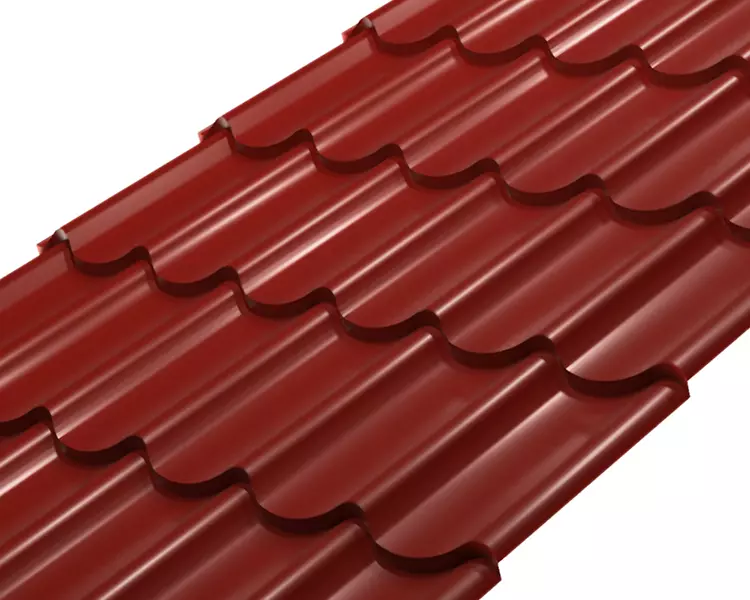 Металлочерепица СМ классик Rooftop Шёлк – RAL 3005: винно-красный