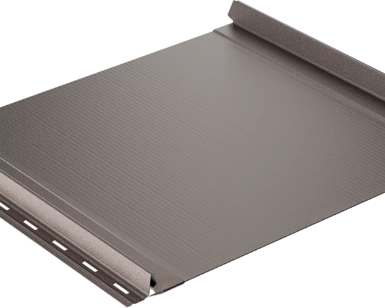 Самозащелкивающаяся кровля EasyRoof 484 с карнизным подгибом и с ребрами жесткости Rooftop Бархат – RAL 8019: серо-коричневый