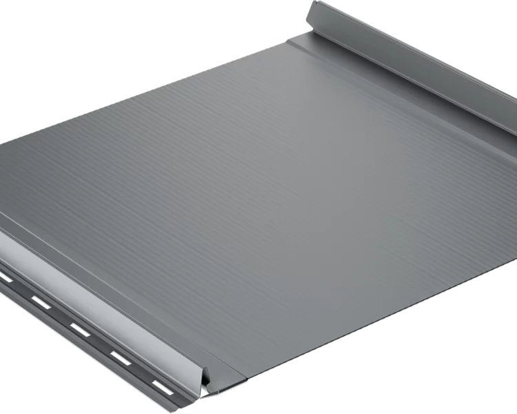 Самозащелкивающаяся кровля EasyRoof 484 с карнизным подгибом и с ребрами жесткости Rooftop Кашемир – RAL 7024: серый графит