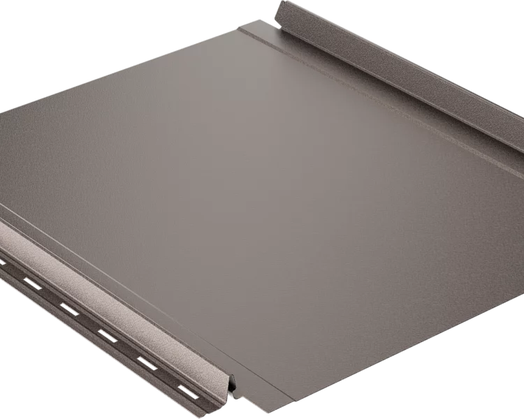 Самозащелкивающаяся кровля EasyRoof 484 с карнизным подгибом Rooftop Бархат – RAL 8019: серо-коричневый