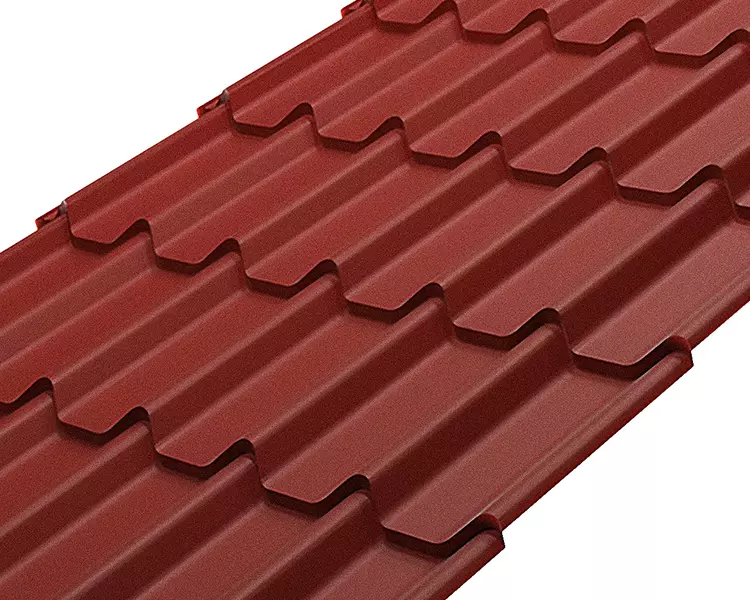 Металлочерепица Классик Люкс Rooftop Бархат – RAL 3005: винно-красный