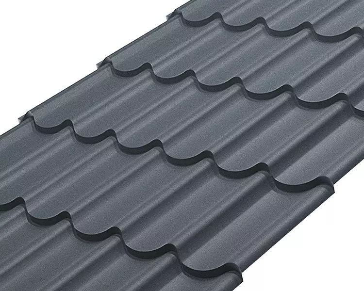 Металлочерепица СМ классик Rooftop Бархат – RAL 7011: стальной серый