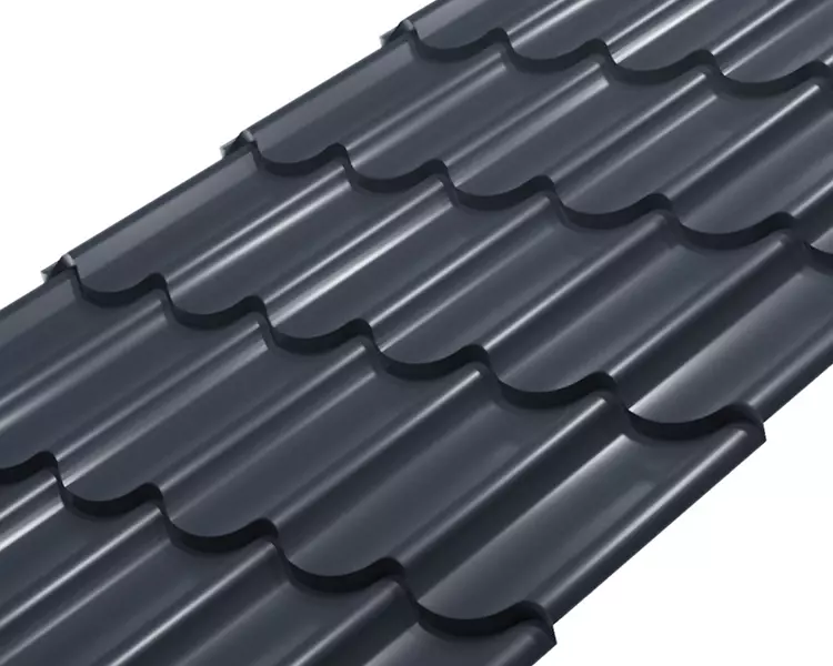 Металлочерепица СМ классик Rooftop Шёлк – RAL 7024: серый графит
