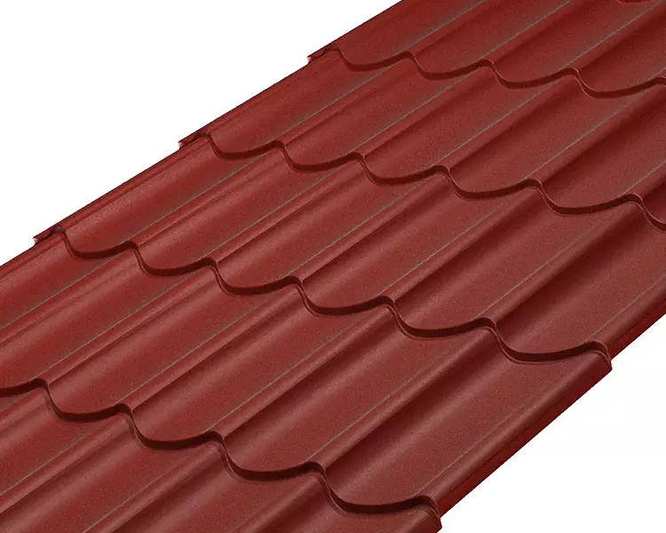 Металлочерепица Классик Rooftop Бархат  – RAL 3005: винно-красный