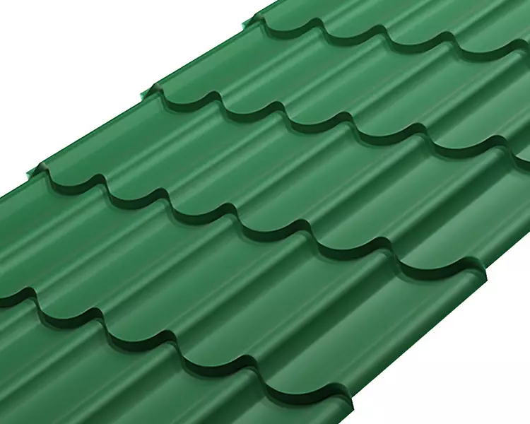 Металлочерепица СМ классик Rooftop Кашемир  – RAL 6005: зеленый мох
