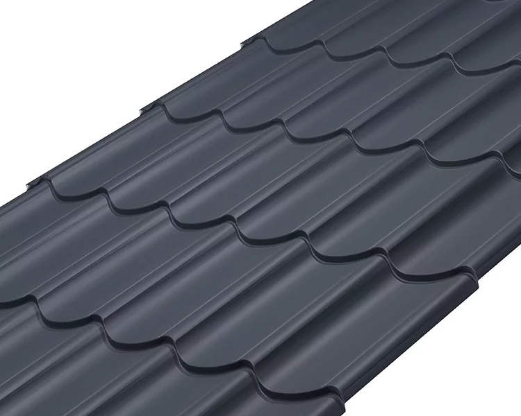 Металлочерепица Классик Rooftop Кашемир  – RAL 7024: серый графит