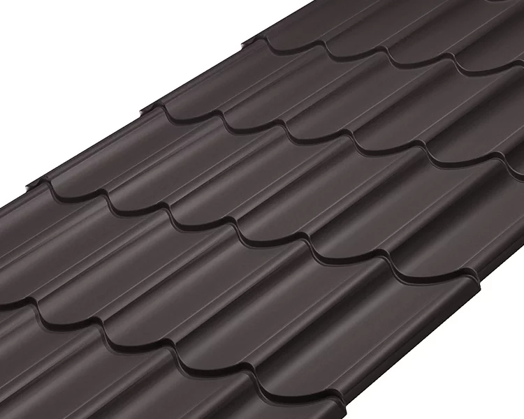 Металлочерепица Классик Rooftop Кашемир  – RAL 8019: серо-коричневый